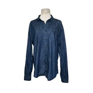 Cotton On blue denim buttoned long sleeves shirt size large